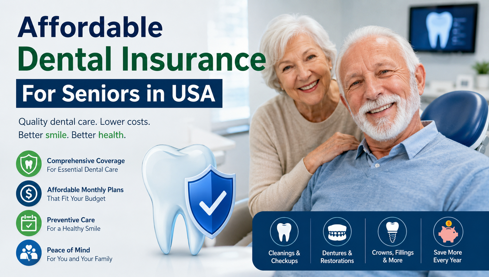 Affordable dental insurance for seniors in USA helping older adults save money on dental care