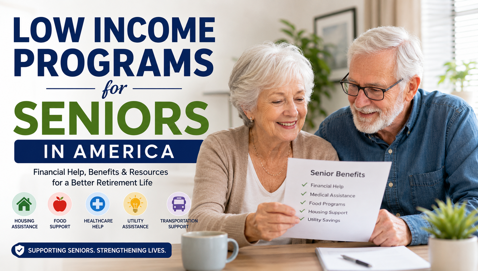 Low income programs for seniors in America helping older adults with housing, food, healthcare, and utility assistance