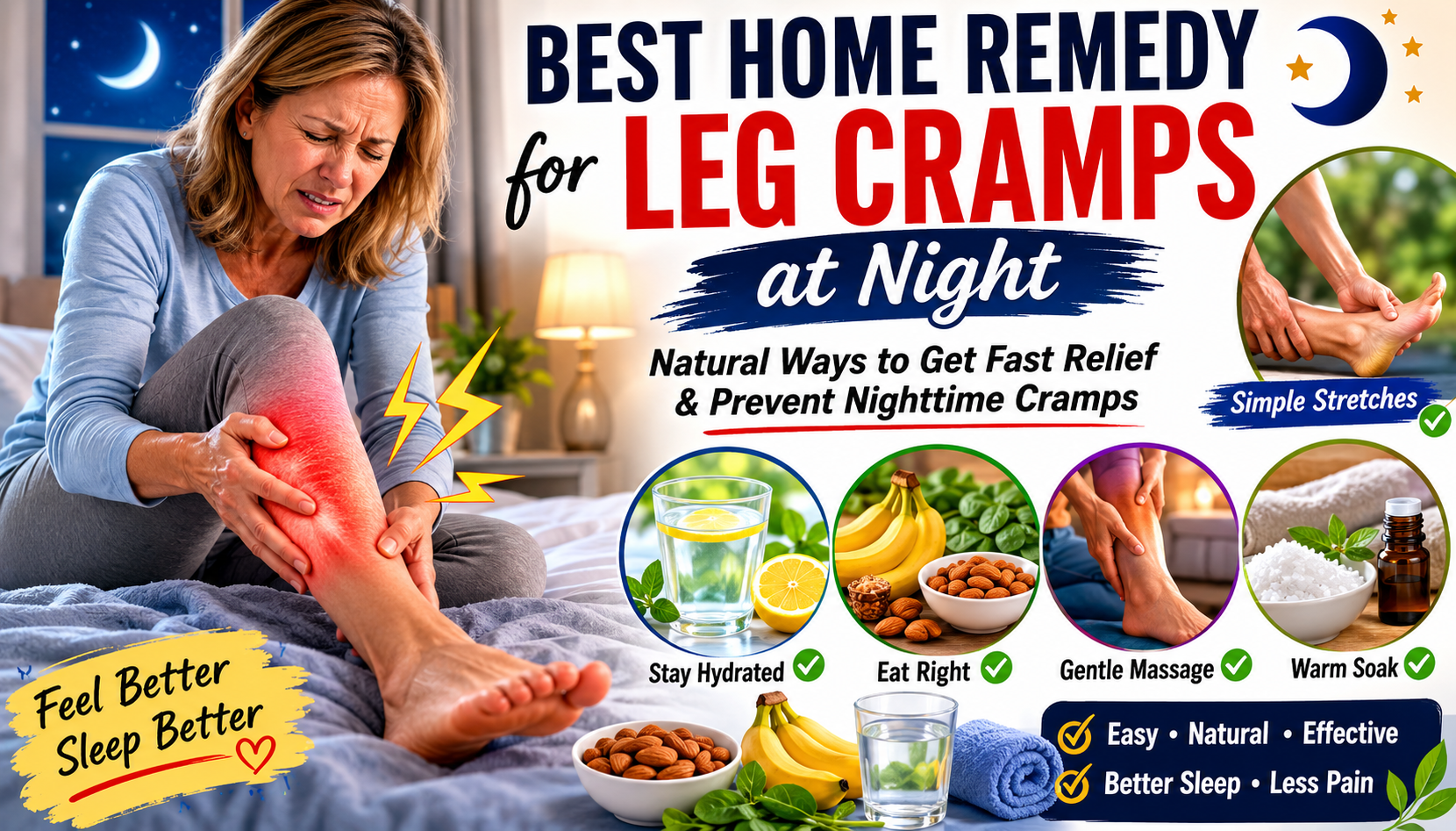 Best home remedy for leg cramps at night with stretching and hydration tips