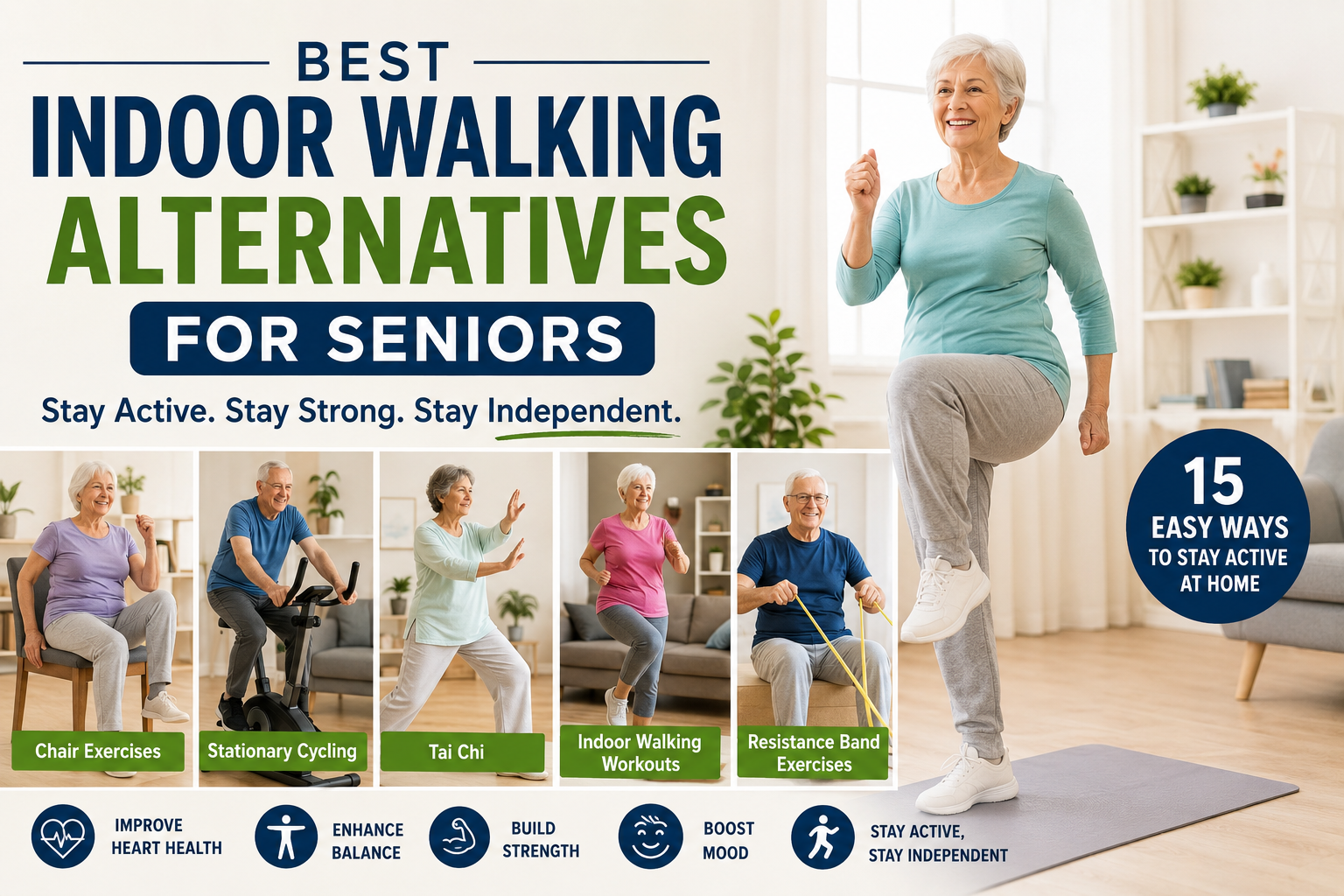 Best indoor walking alternatives for seniors exercising safely at home