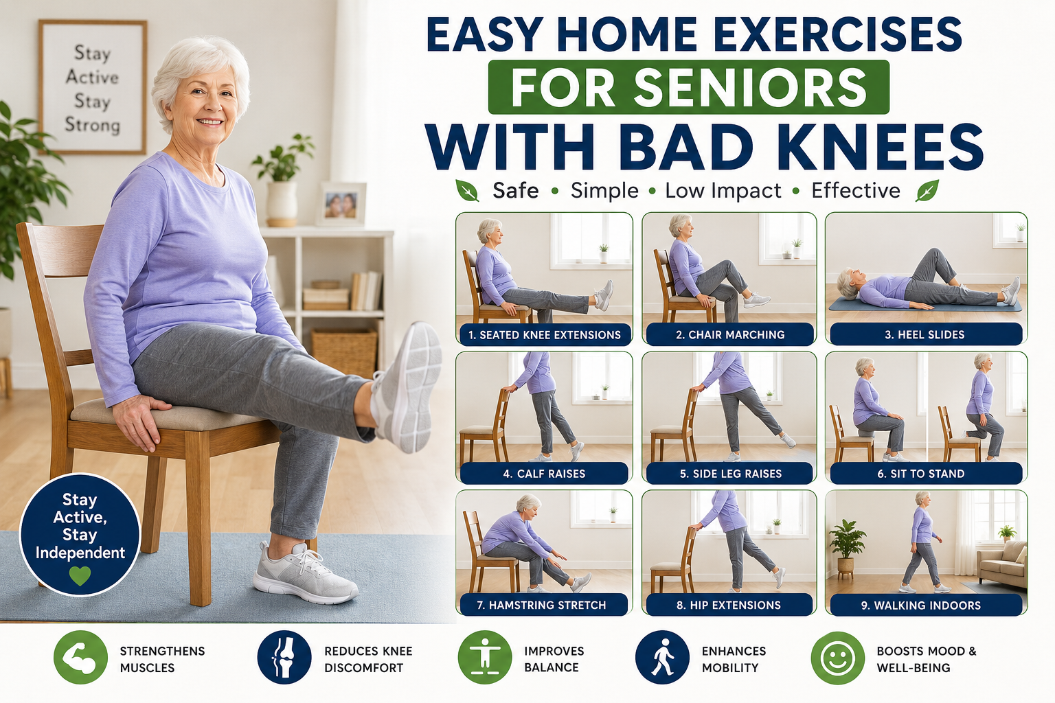 Easy home exercises for seniors with bad knees