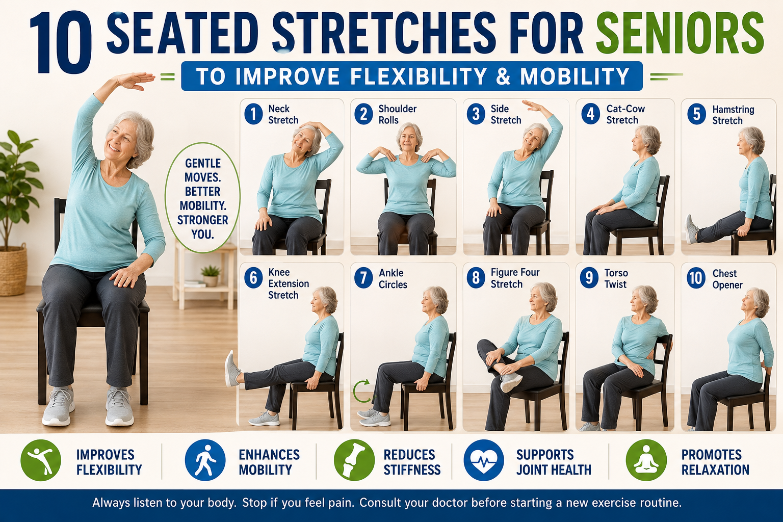 10 seated stretches for seniors to improve flexibility and mobility