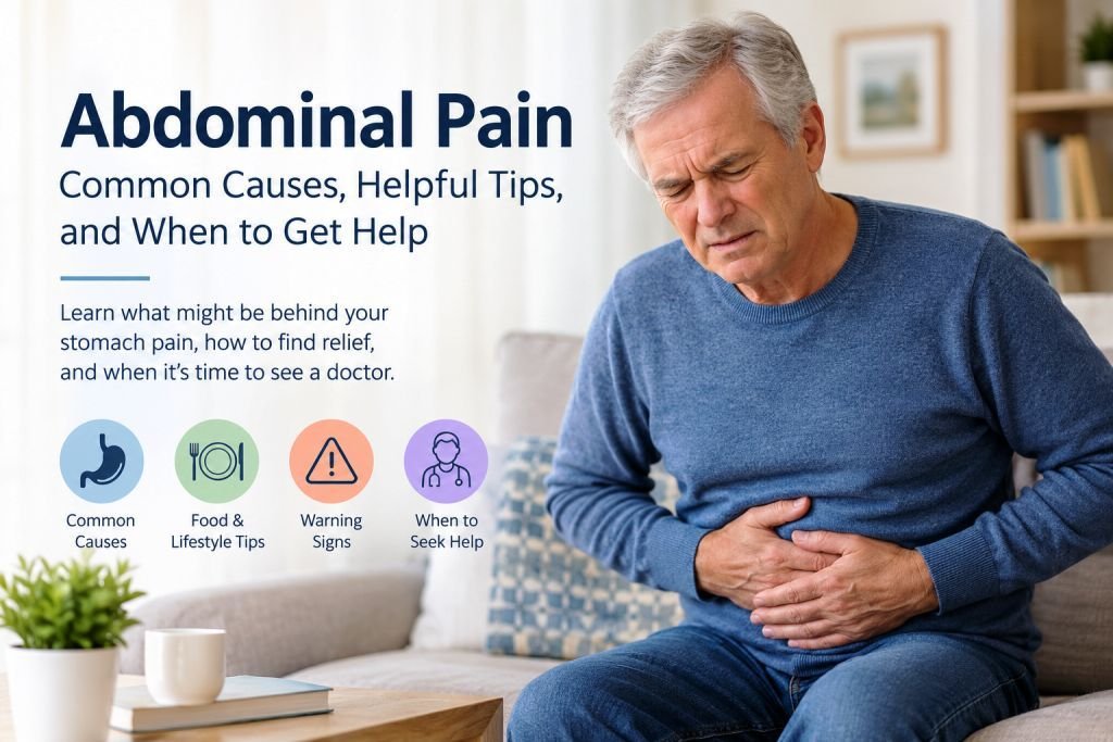 Abdominal pain in older adults with common causes and warning signs