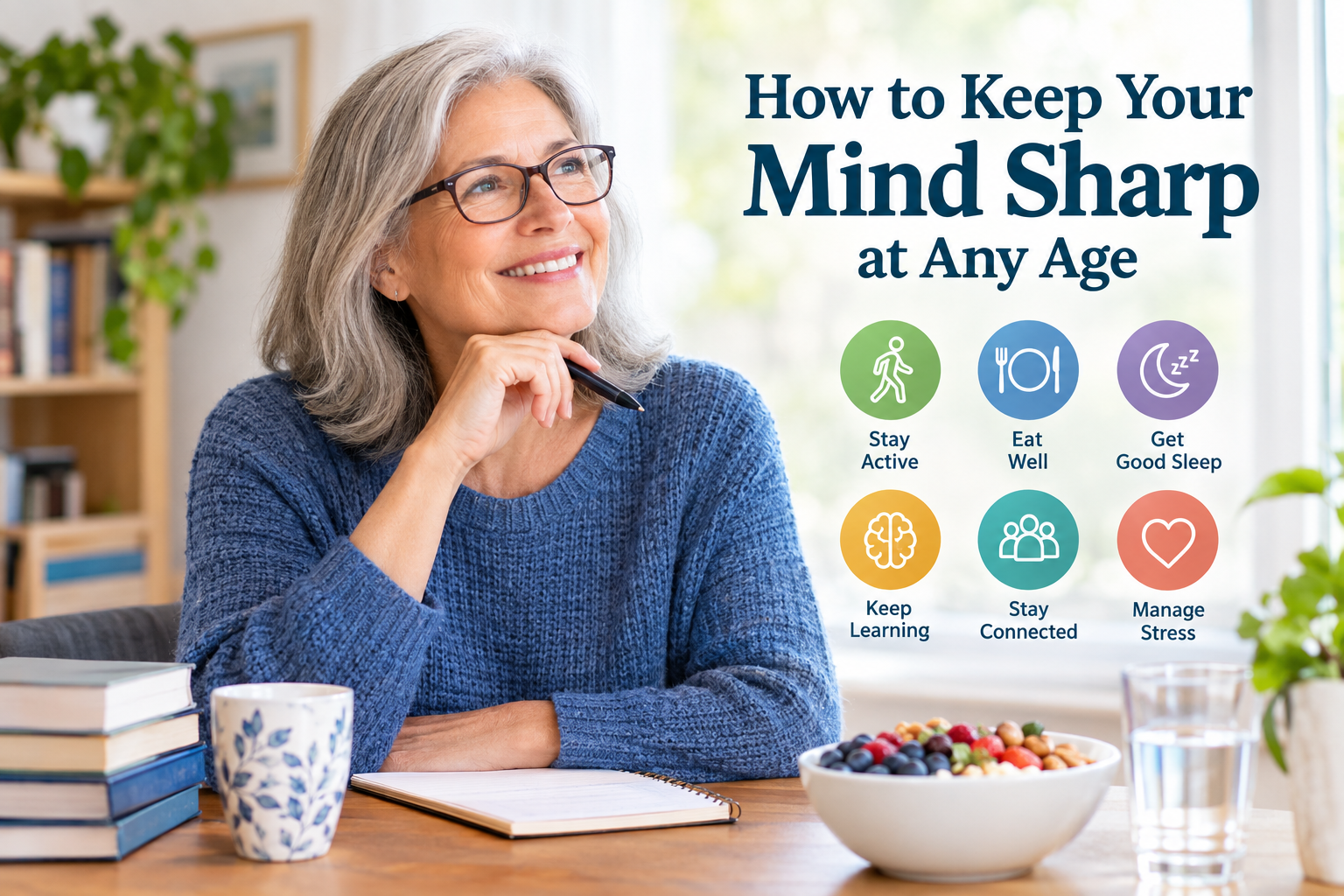 Older adult staying mentally active and supporting brain health